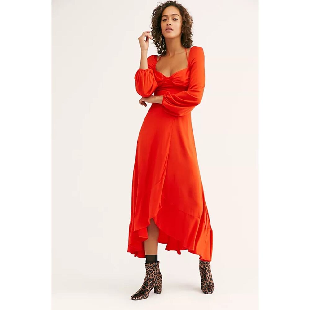 NWT Free People This Is Love Red Midi Dress Size XS